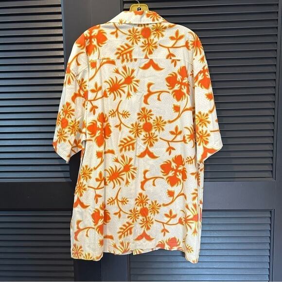 Quicksilver Men’s Tropical Orange and White Print Shirt, 100% Cotton, Size XL - Picture 6 of 10
